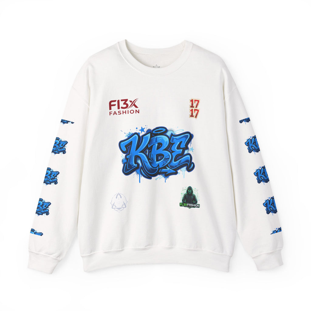 KBZ Graffiti Crewneck Sweatshirt – Streetwear Pullover with Blue Urban Tag Design