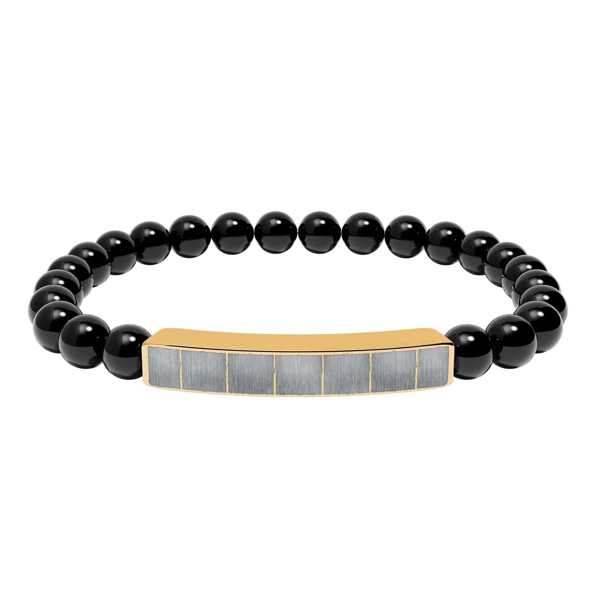 Engravable Natural Stone Bead Bracelet with Metal Bar