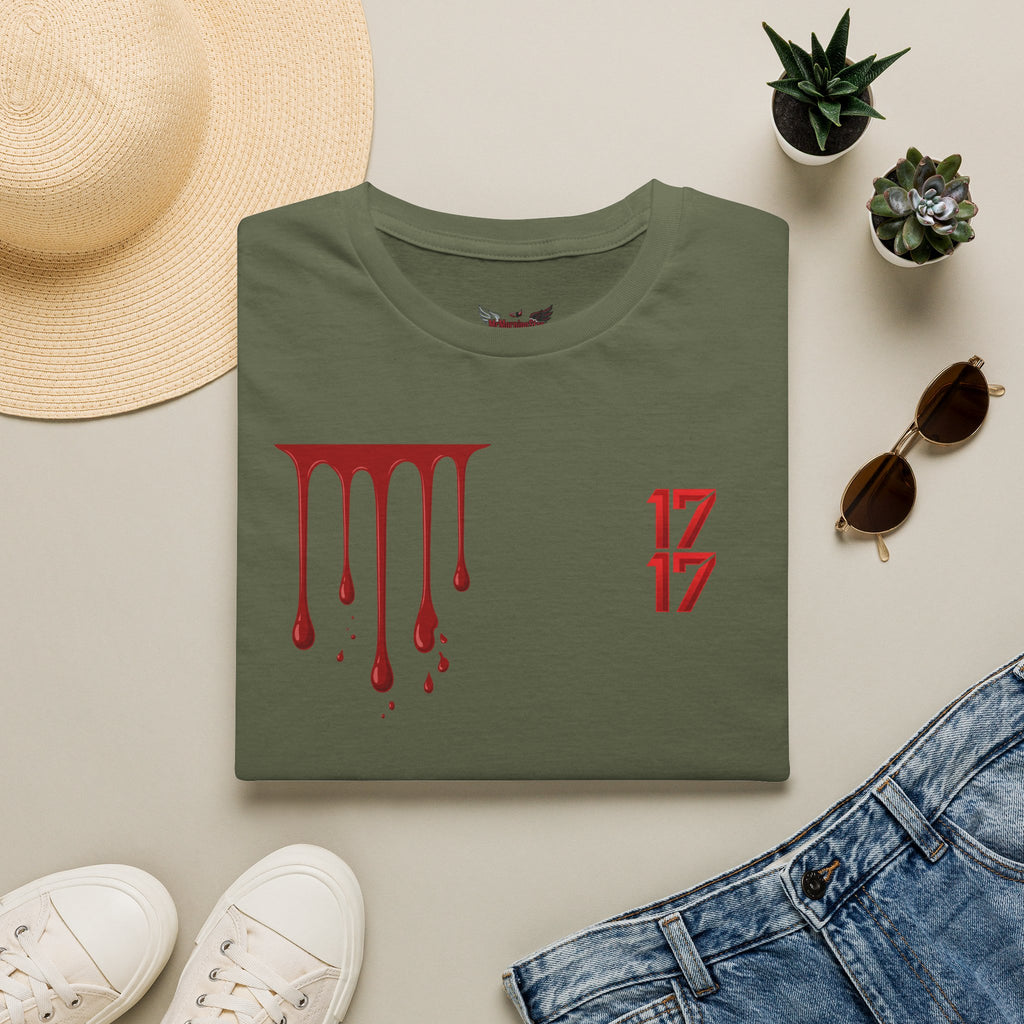 Graphic T-Shirt — Dripping Blood & 17/17 Snake Design
