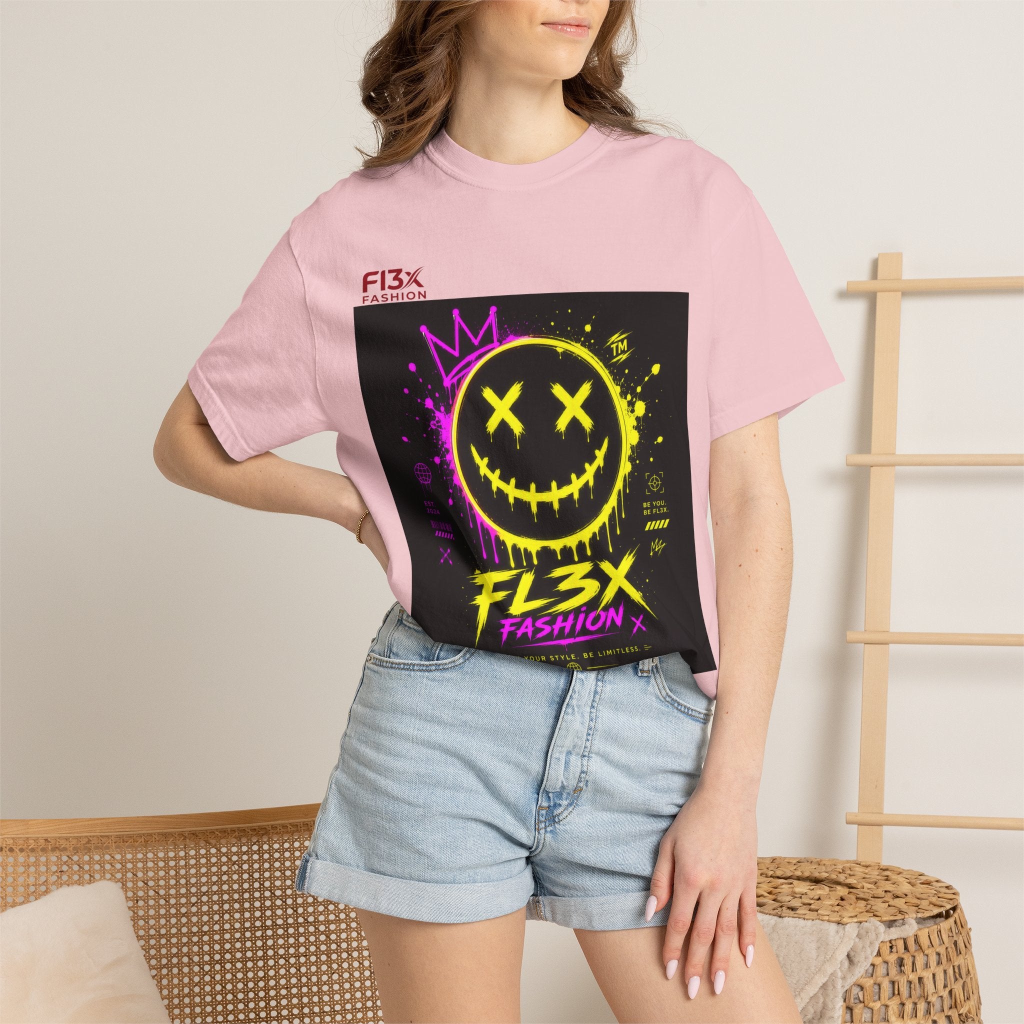 Graphic Tee — Neon Graffiti Smiley "FL3X Fashion"