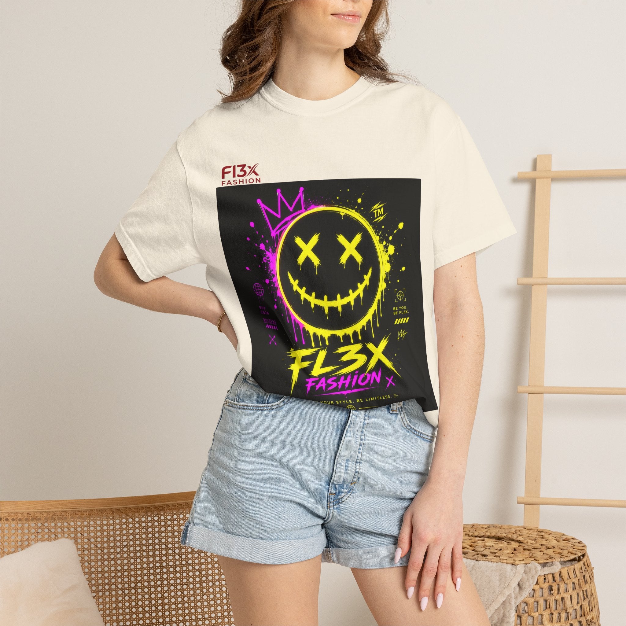 Graphic Tee — Neon Graffiti Smiley "FL3X Fashion"