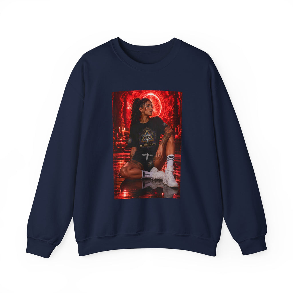 Crewneck Sweatshirt — Gothic Red Neon Angel Photo Print