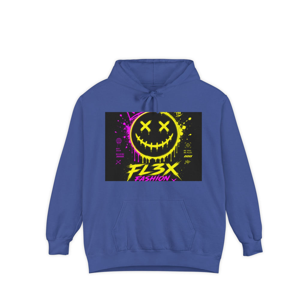 Graffiti Smiley Hoodie — FL3X Neon Streetwear Pullover
