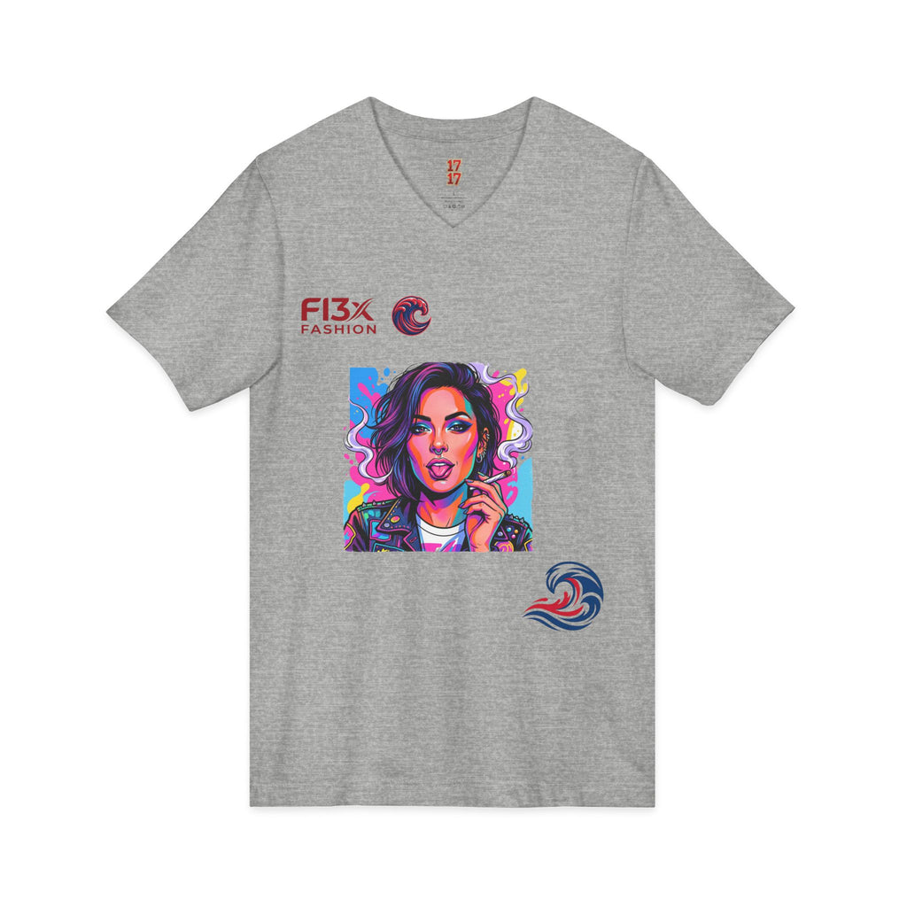 Pop Art Portrait V-Neck Tee — FI3xFashion Graphic T-Shirt