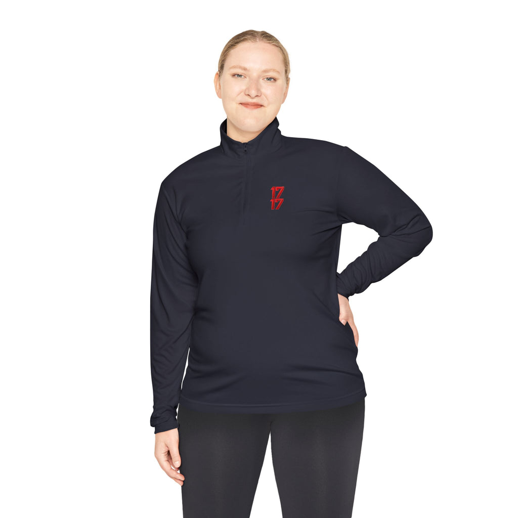 Quarter-Zip Pullover — Minimal Red '17' Logo Athletic Pullover