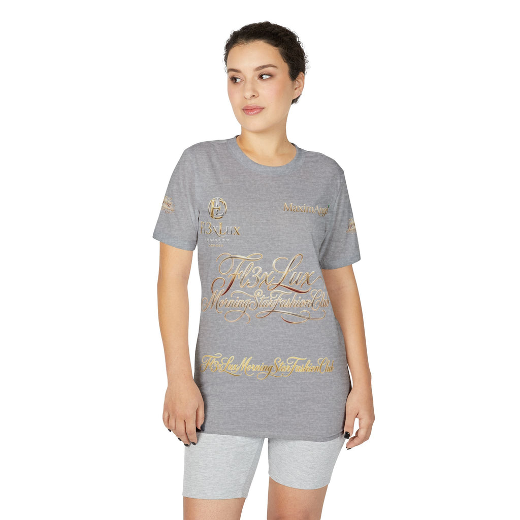 Luxury Gold Script Performance T-Shirt — F3xLux Morning Stay Fashion Club Design