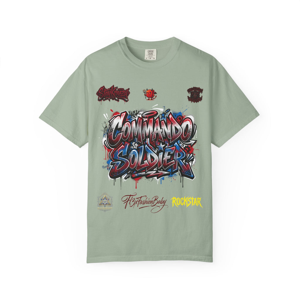 Commando Soldier Graphic T-Shirt — Streetwear Graffiti Design