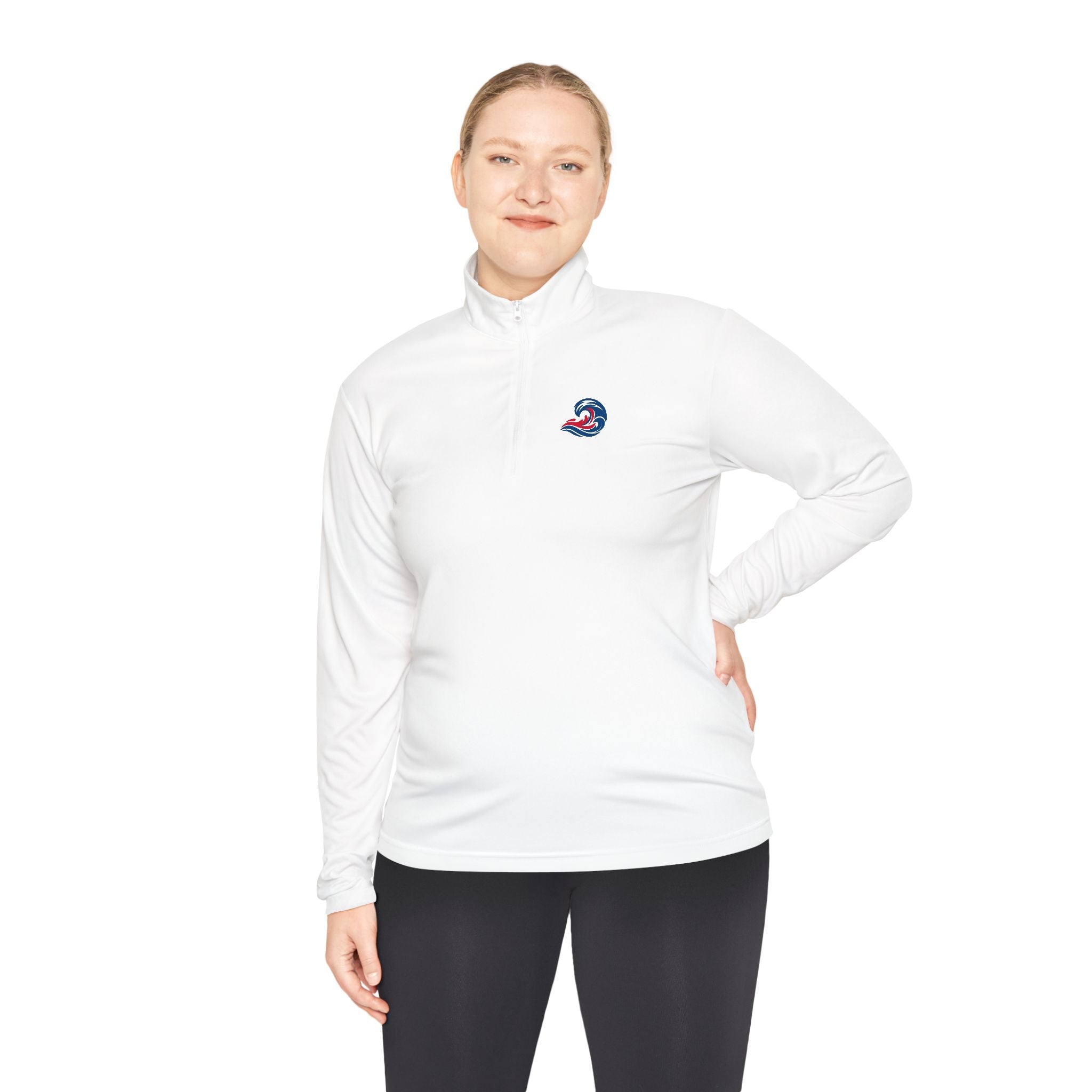 Quarter-Zip Pullover — Coastal Wave Logo Pullover with Back Graphic