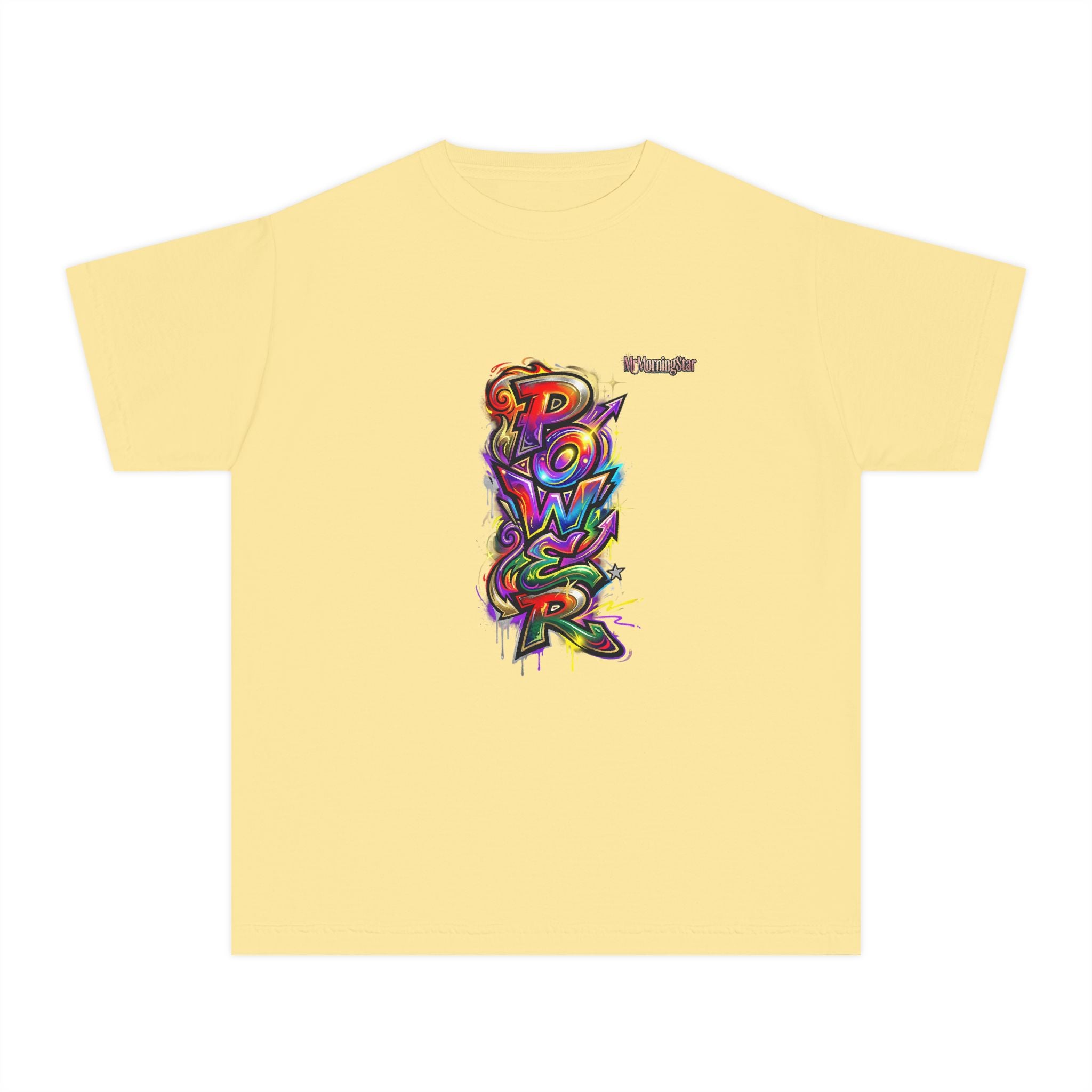Youth Tee - Colorful 'Power' Graffiti Vertical Graphic