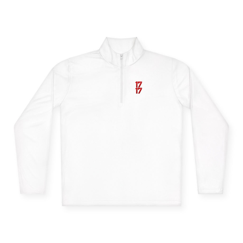 Quarter-Zip Pullover — Minimal Red '17' Logo Athletic Pullover