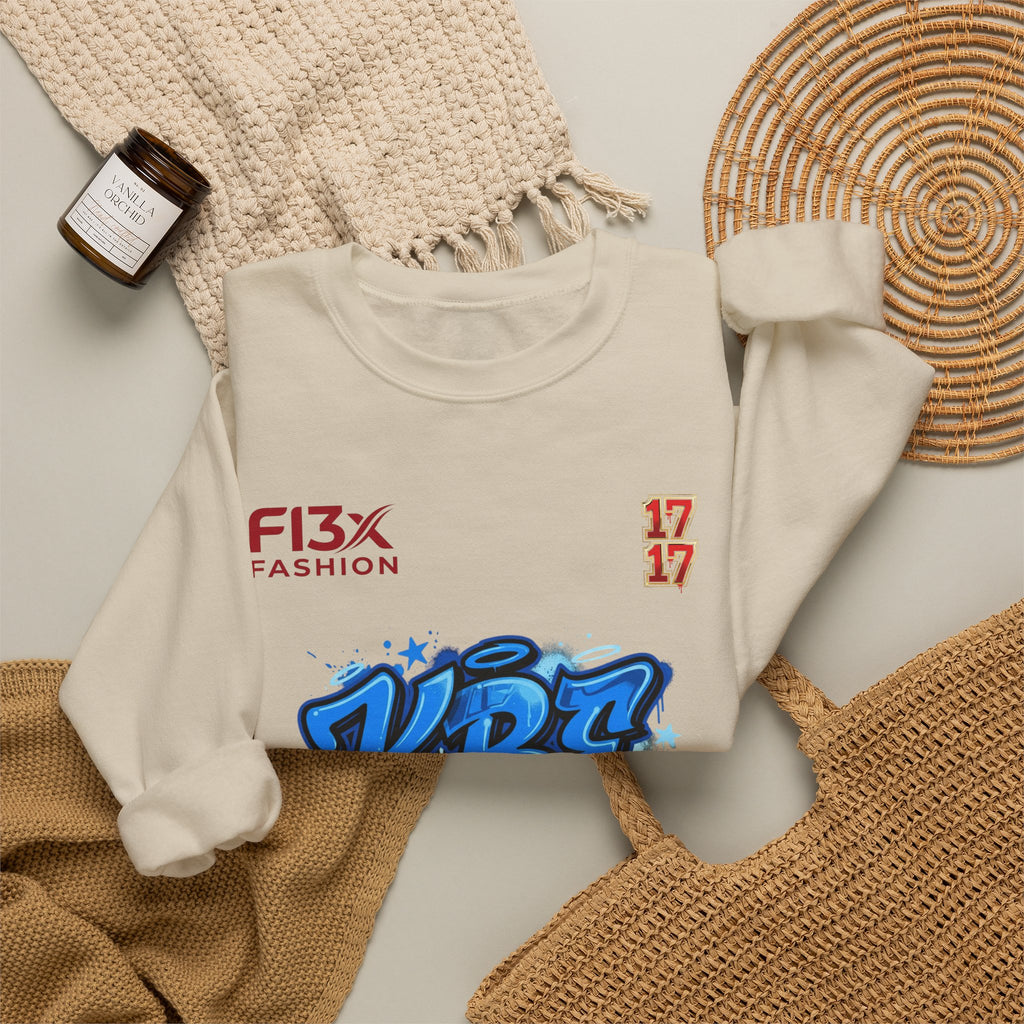 Crewneck Sweatshirt — KBE Blue Graffiti Logo Streetwear