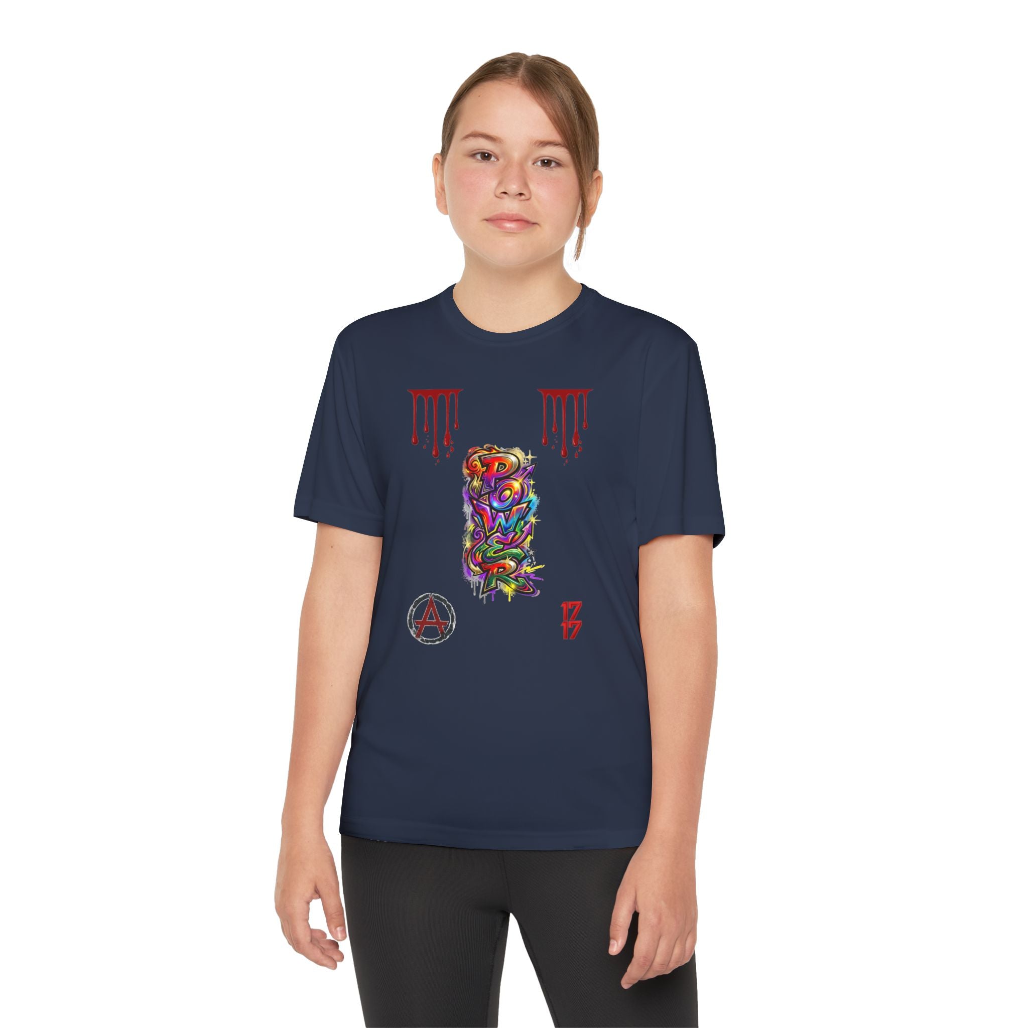Youth Competitor Tee — Colorful Graffiti Anarchy Graphic T-Shirt