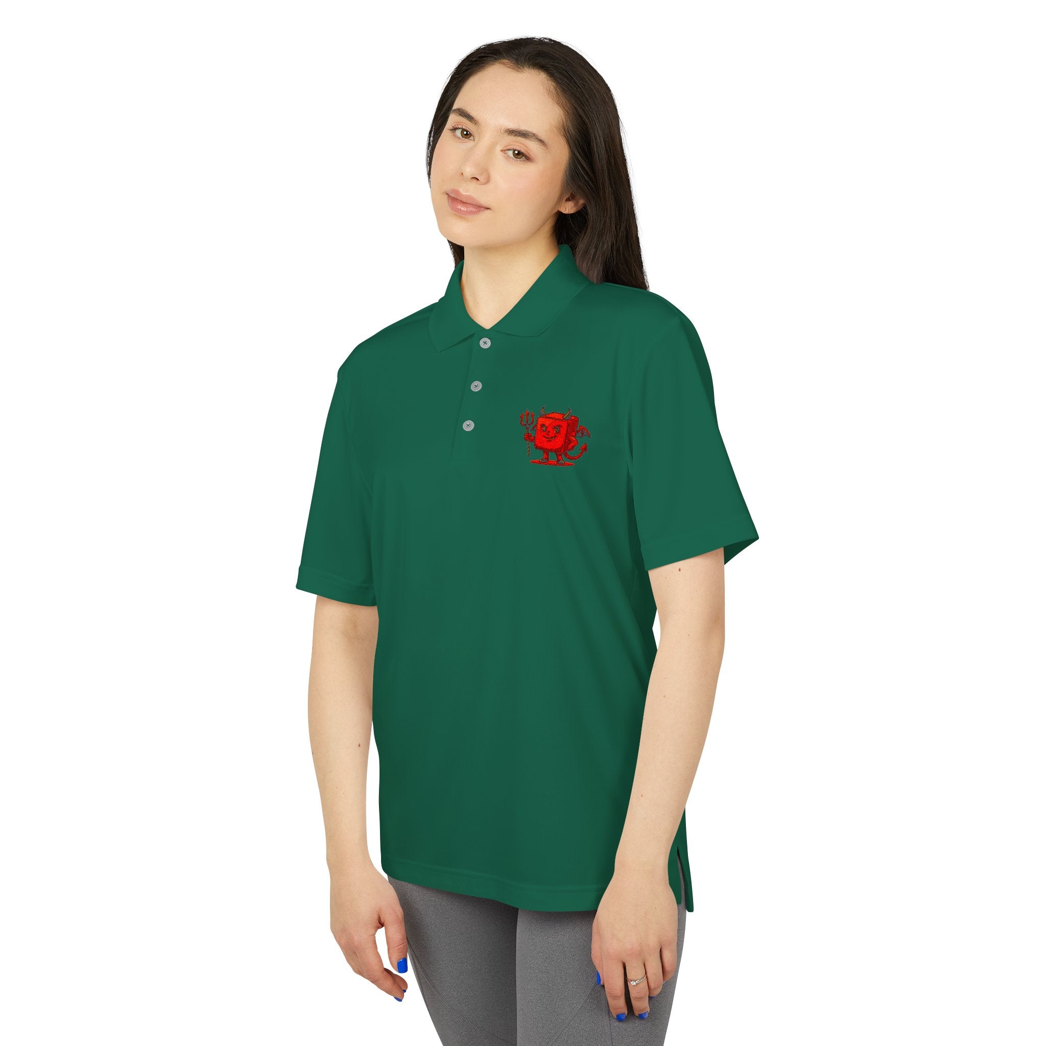 Red Devil Logo Polo Shirt — Embroidered Small Chest Graphic, Golf & Casual Wear
