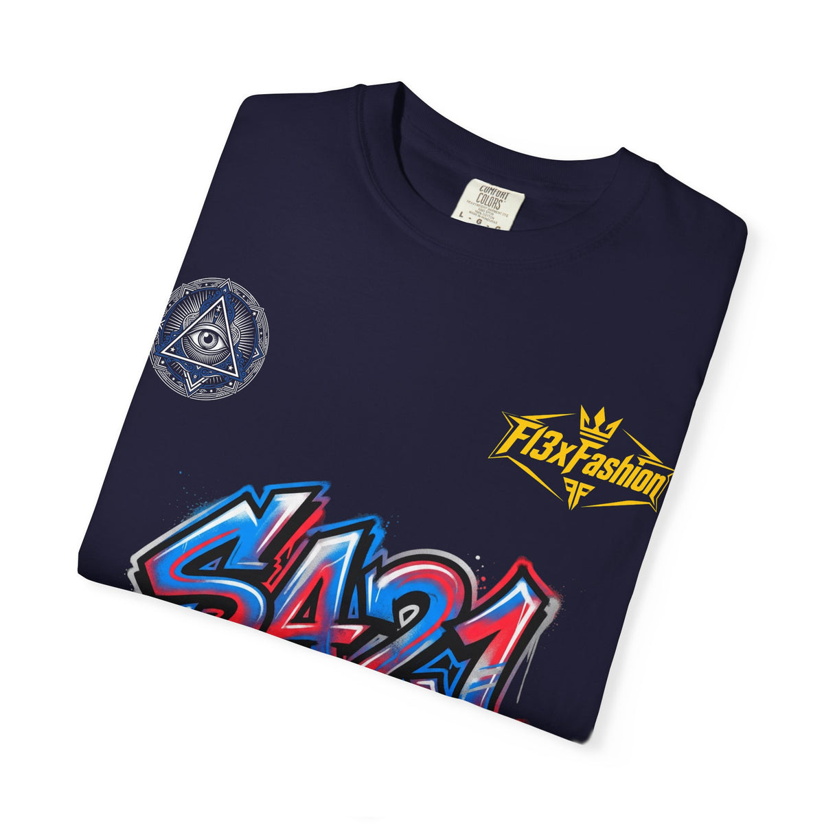 SA21 Graffiti T-Shirt — Urban Streetwear Tee with Drip Art & Tropical Patch