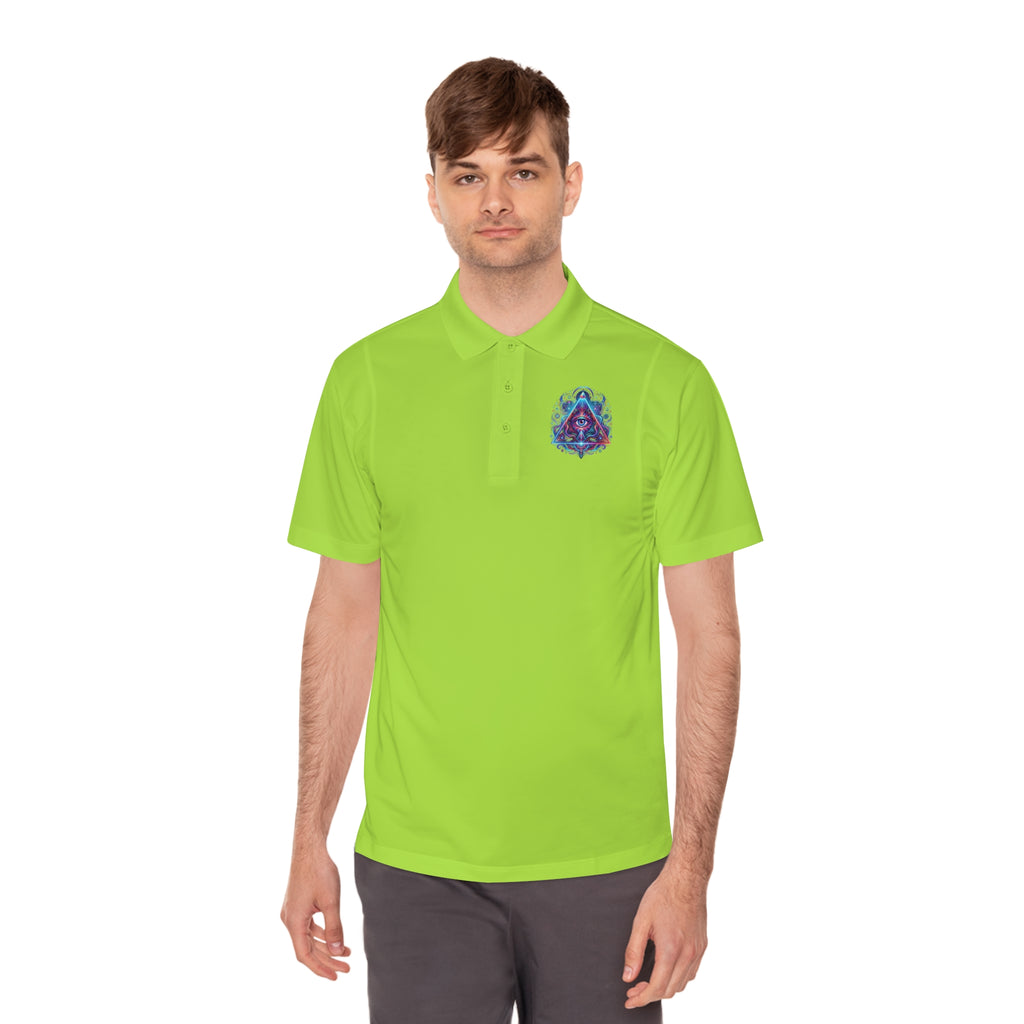 Men's Polo Shirt — Mystic All-Seeing Eye Triangle Design with 17/17 Accent