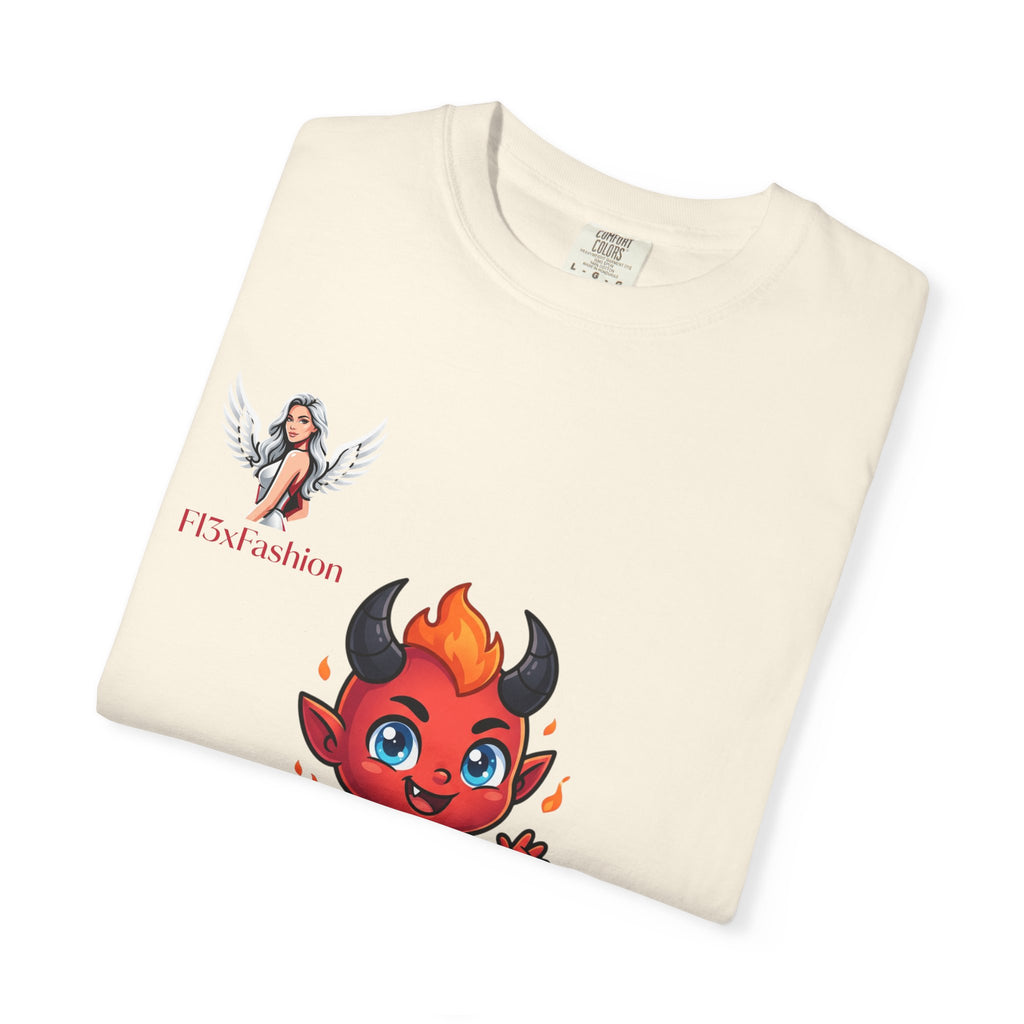 Devil Cartoon Graphic T-Shirt — Fiery Cute Demon Design