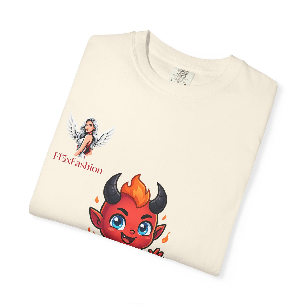 Devil Cartoon Graphic T-Shirt — Fiery Cute Demon Design