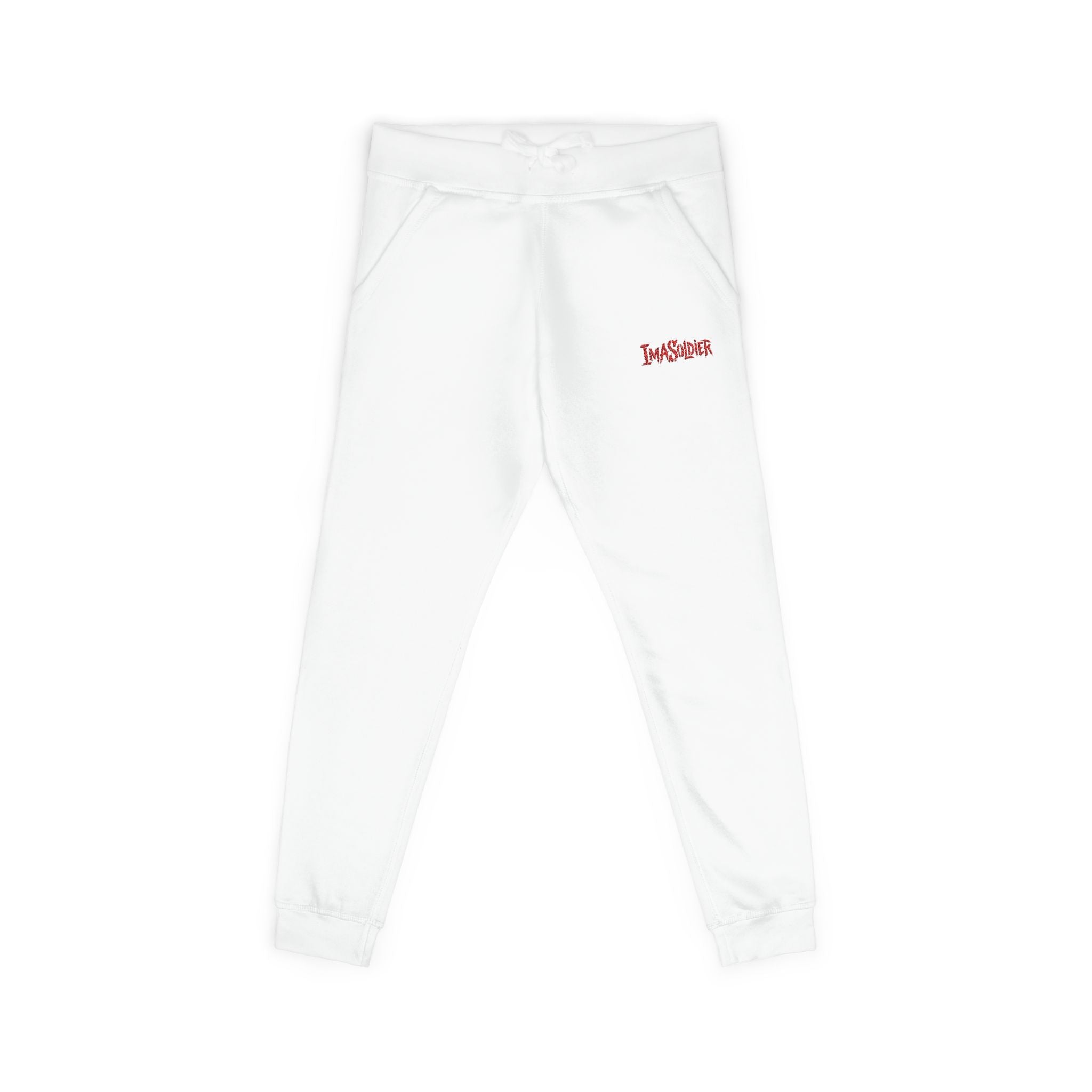 Embroidered "I’m Sorry" Fleece Sweatpants — Cozy White Joggers