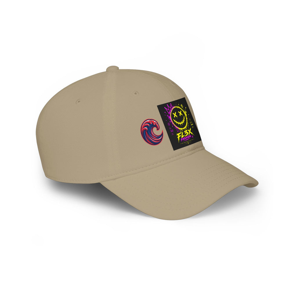 Low Profile Baseball Cap — Neon Grin Streetwear Hat with 'FL3X' Graphic