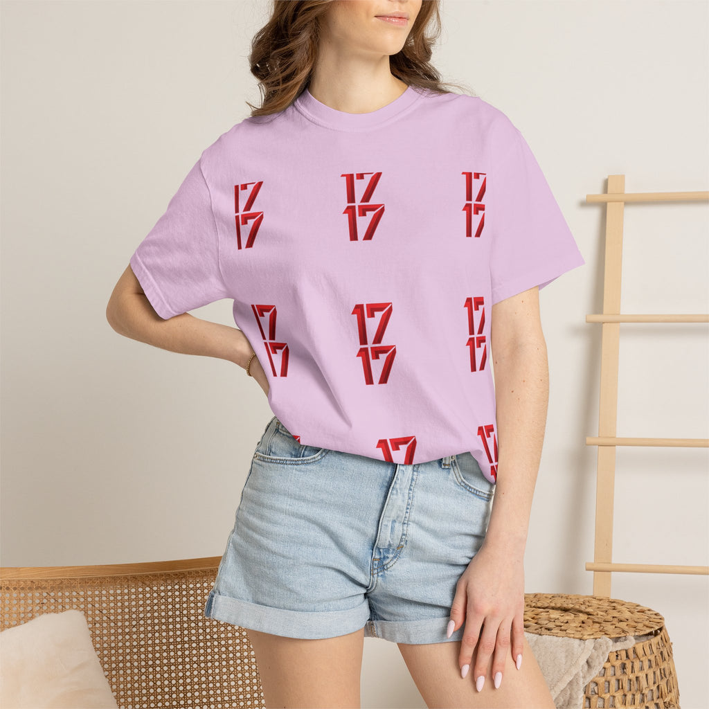 17 Pattern Graphic T-Shirt — Repeating Red Logo Tee