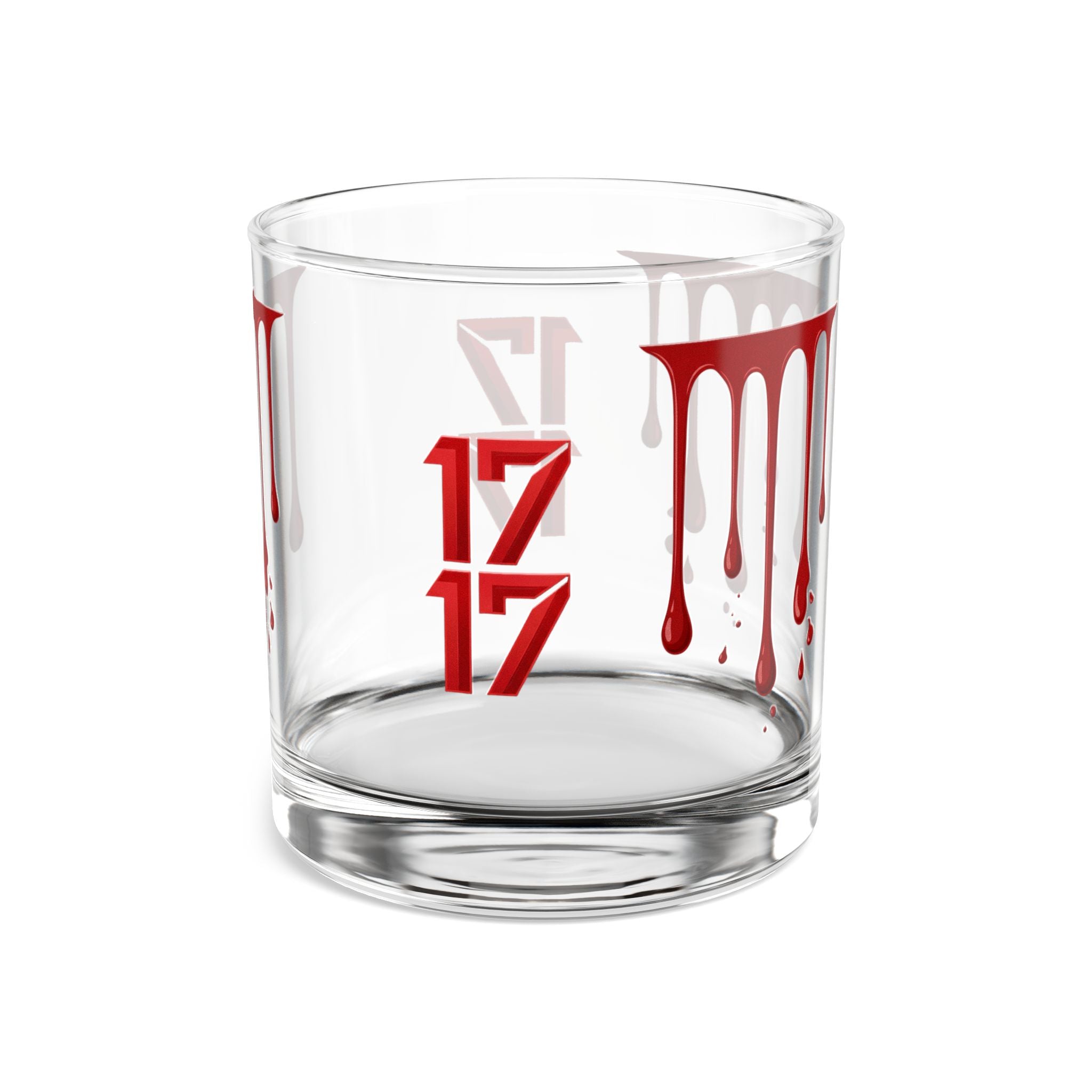 Rocks Glass — 10oz Blood Drip Whiskey Glass with '17' Accent