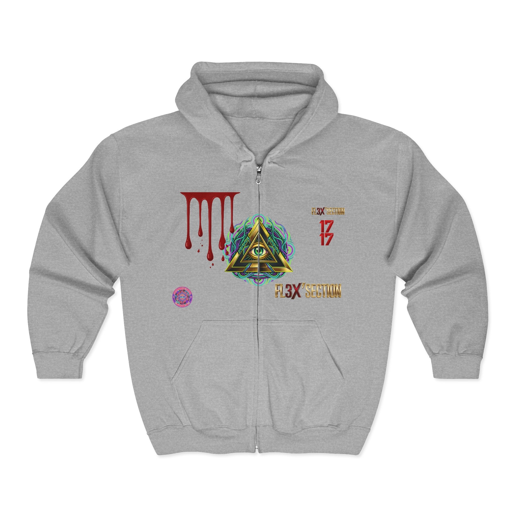 All-Seeing Eye Zip Hoodie — Psychedelic Geometric Graphic Sweatshirt