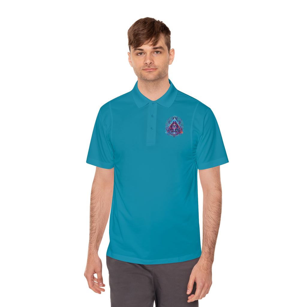 Men's Polo Shirt — Mystic All-Seeing Eye Triangle Design with 17/17 Accent