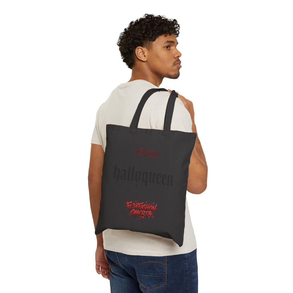 Tote Bag — "Halloqueen" Gothic Halloween Cotton Canvas Tote