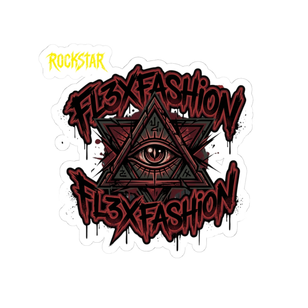 Kiss-Cut Sticker — Gothic Eye Pyramid 'FL3XFASHION' Graphic Sticker (Laptop, Skateboard)