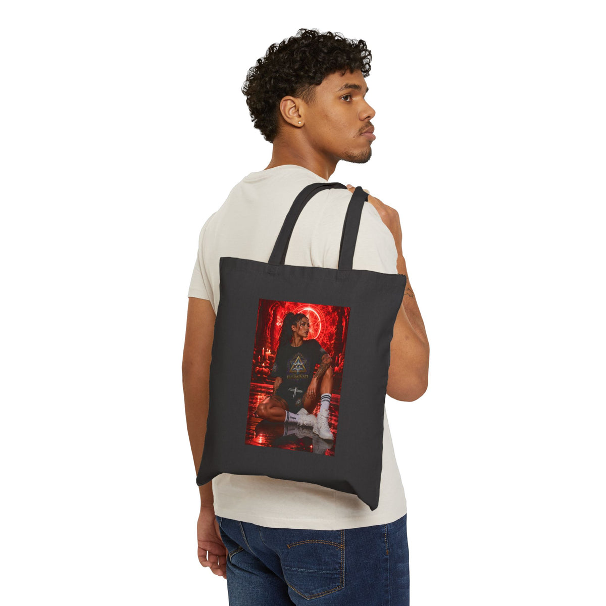 Canvas Tote — Retro Neon Portrait Beach Vibe Tote Bag