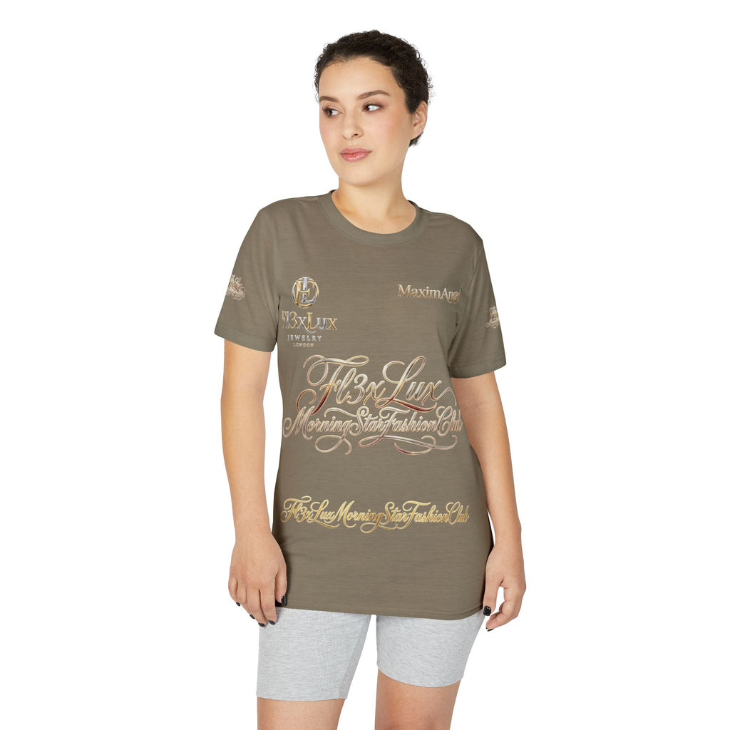 Luxury Gold Script Performance T-Shirt — F3xLux Morning Stay Fashion Club Design