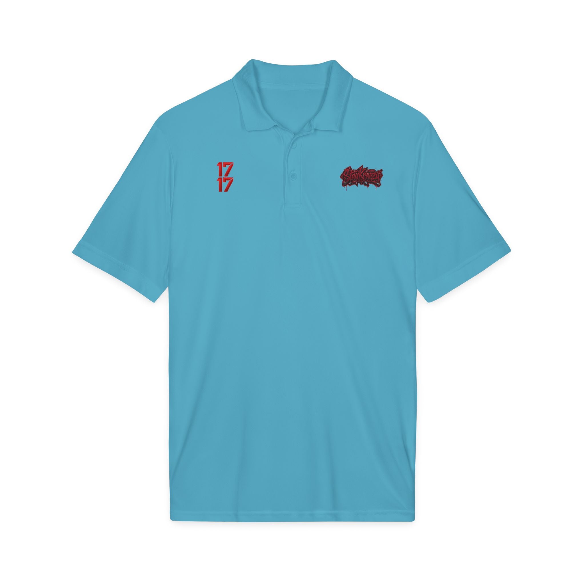 White Polo Shirt with Red '17' and Grunge Logo – Athletic Team Polo