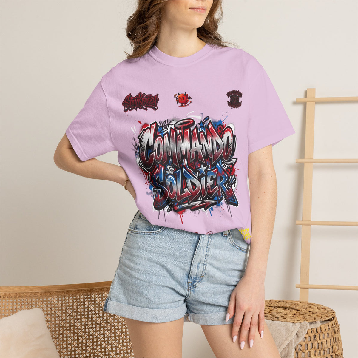 Commando Soldier Graphic T-Shirt — Streetwear Graffiti Design
