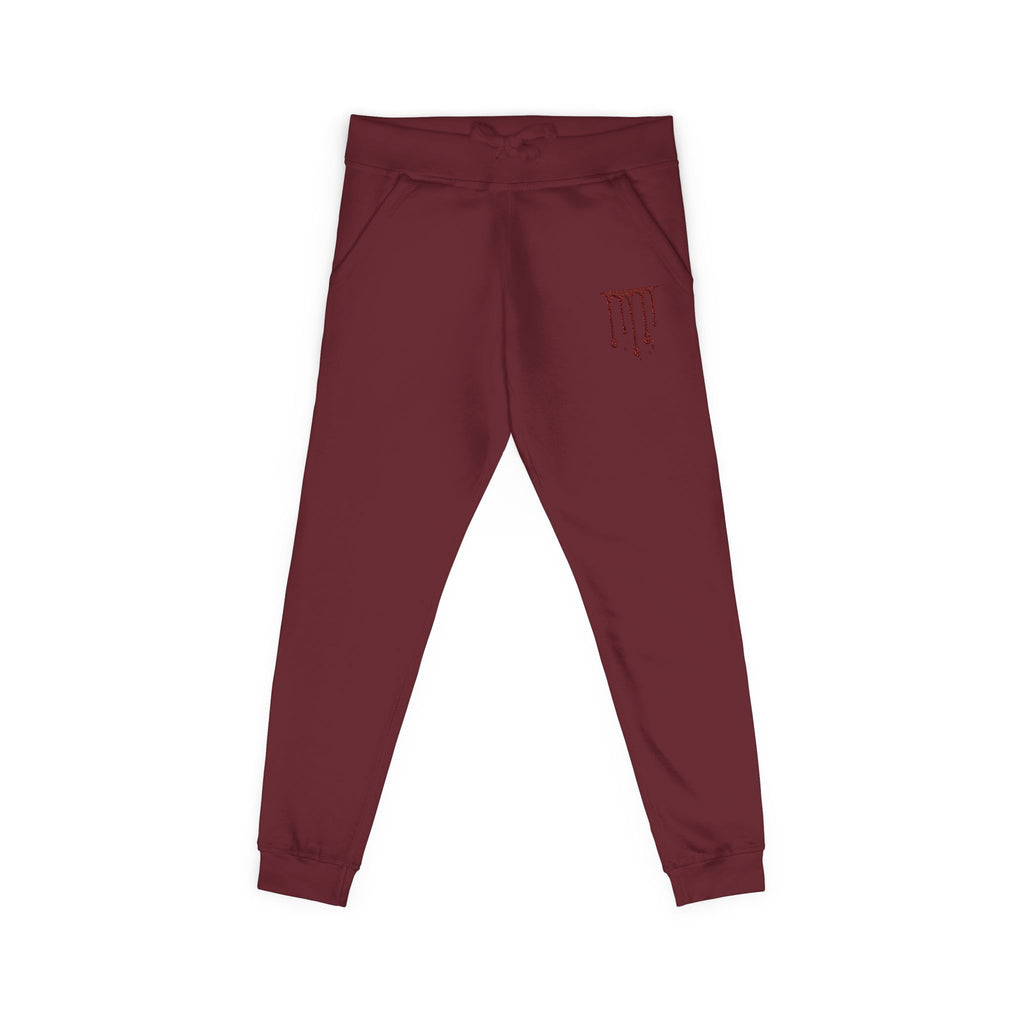 Embroidered Drip Horror Sweatpants — White Fleece Joggers