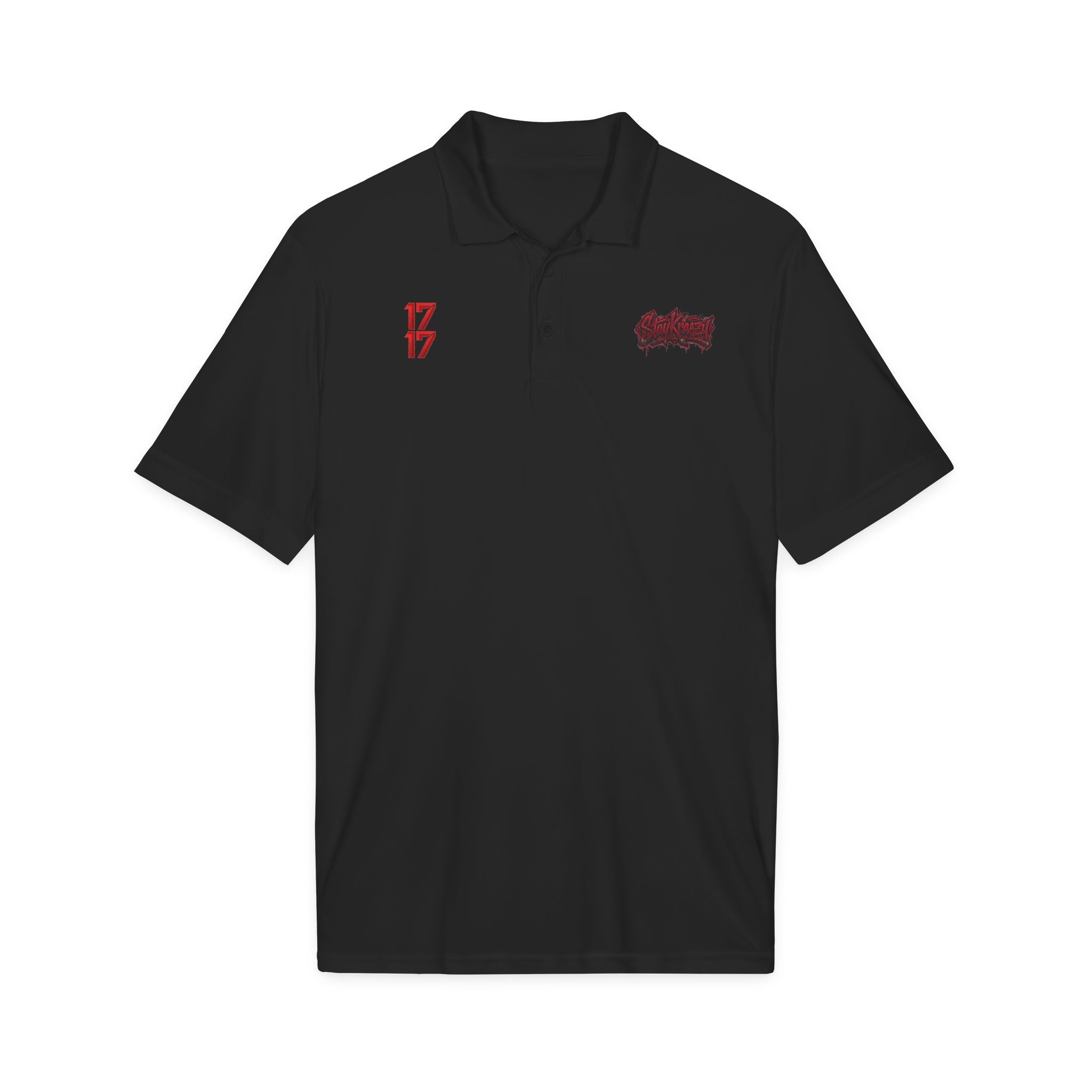 White Polo Shirt with Red '17' and Grunge Logo – Athletic Team Polo