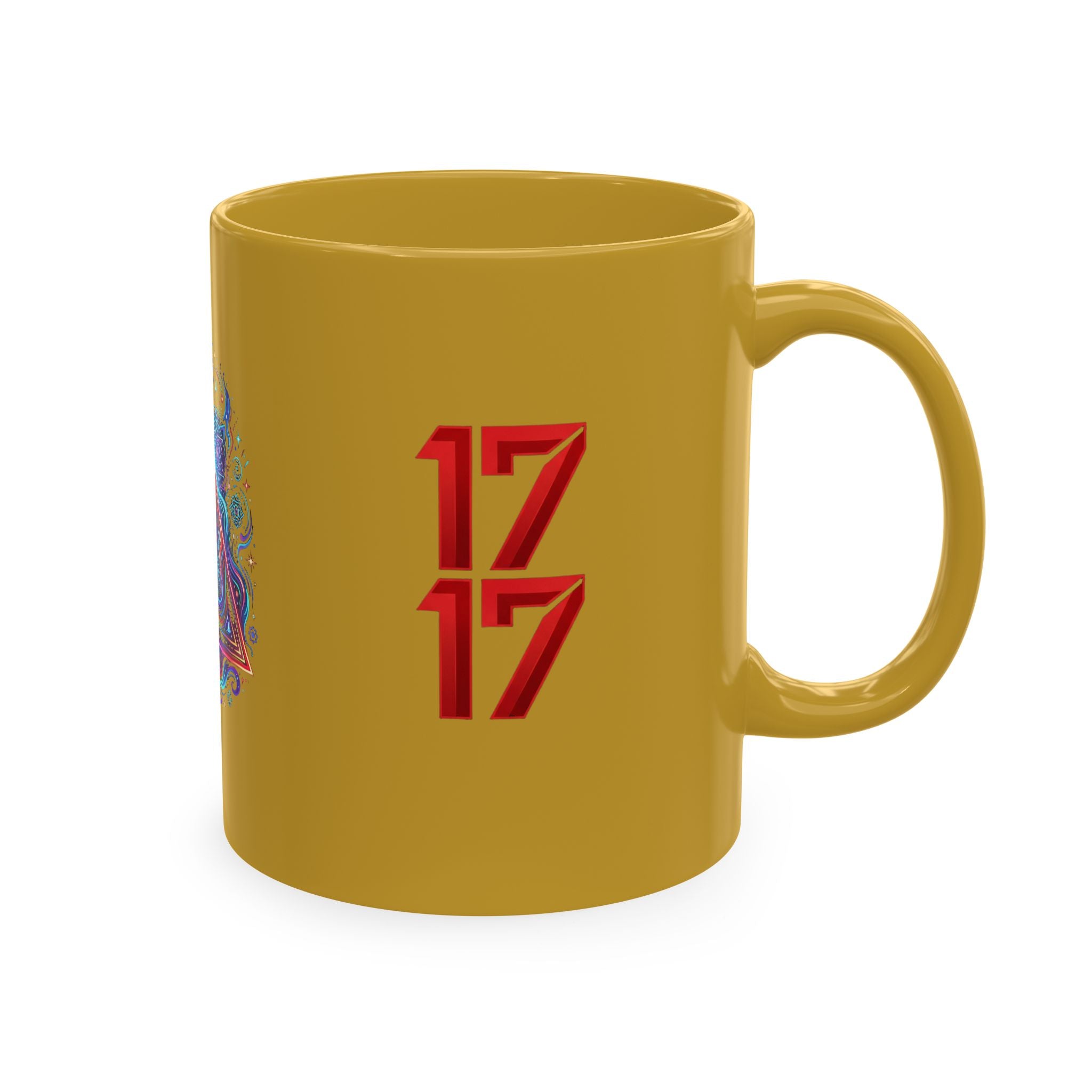Ceramic Mug — Mystic Third Eye Pyramid Design with 7/17 Red Numerals