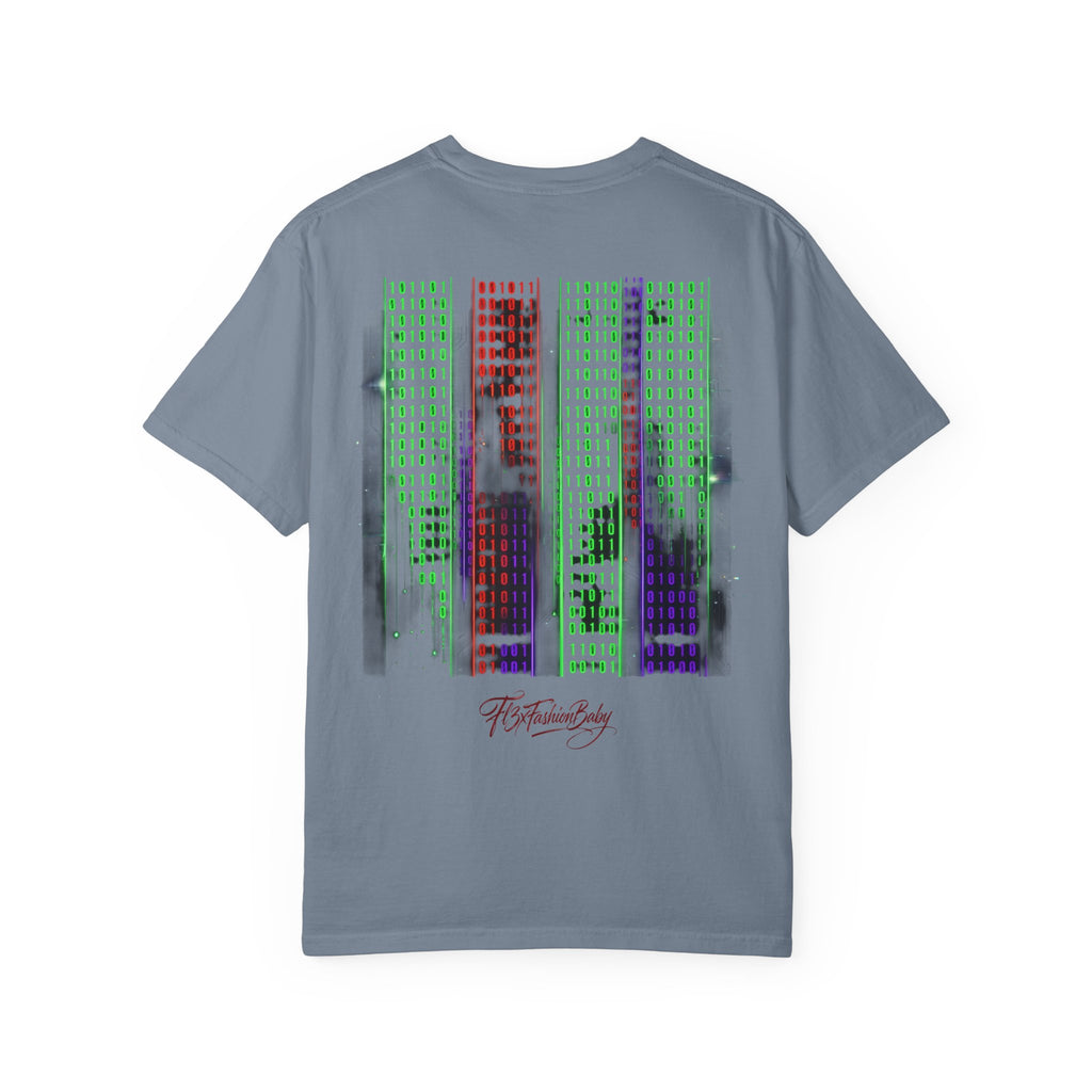 Graphic T-Shirt — Futuristic Cityscape Design with Japanese Calligraphy