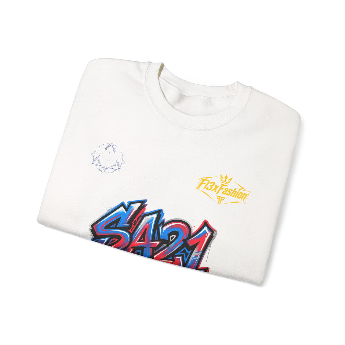 Graffiti 'SA21' Crewneck Sweatshirt – Urban Streetwear Graphic Pullover