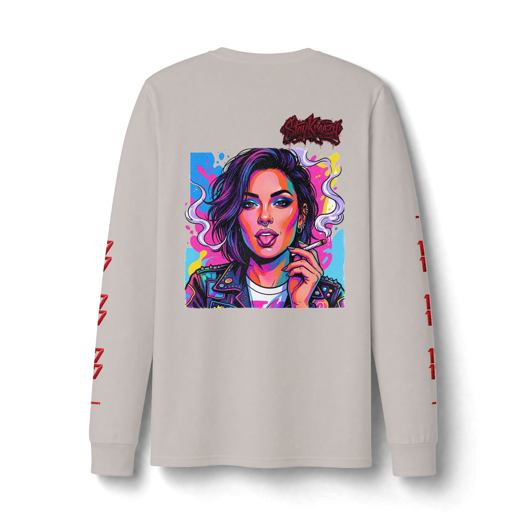 Long Sleeve Tee — Neon Pop Portrait Graphic