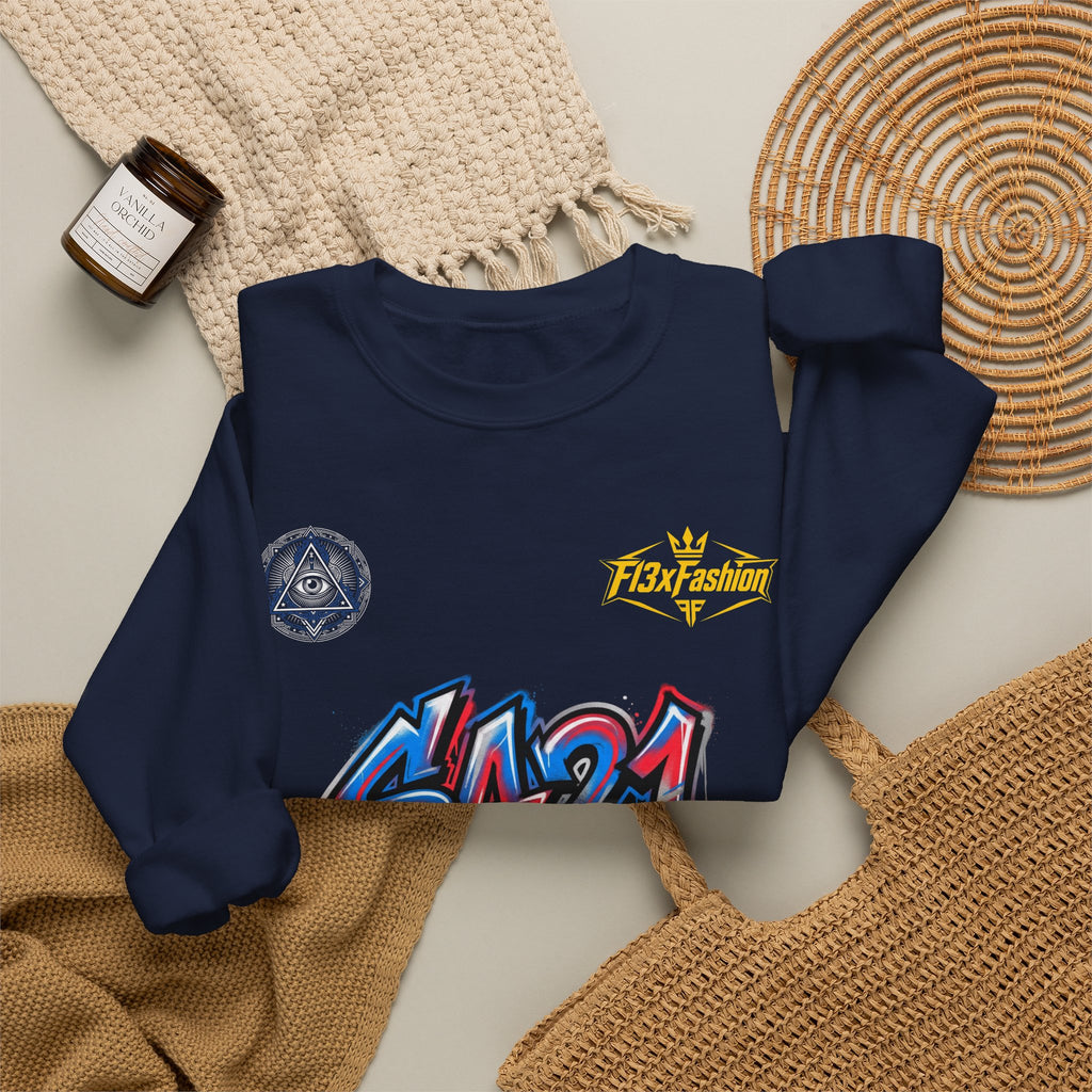 Graffiti 'SA21' Crewneck Sweatshirt – Urban Streetwear Graphic Pullover