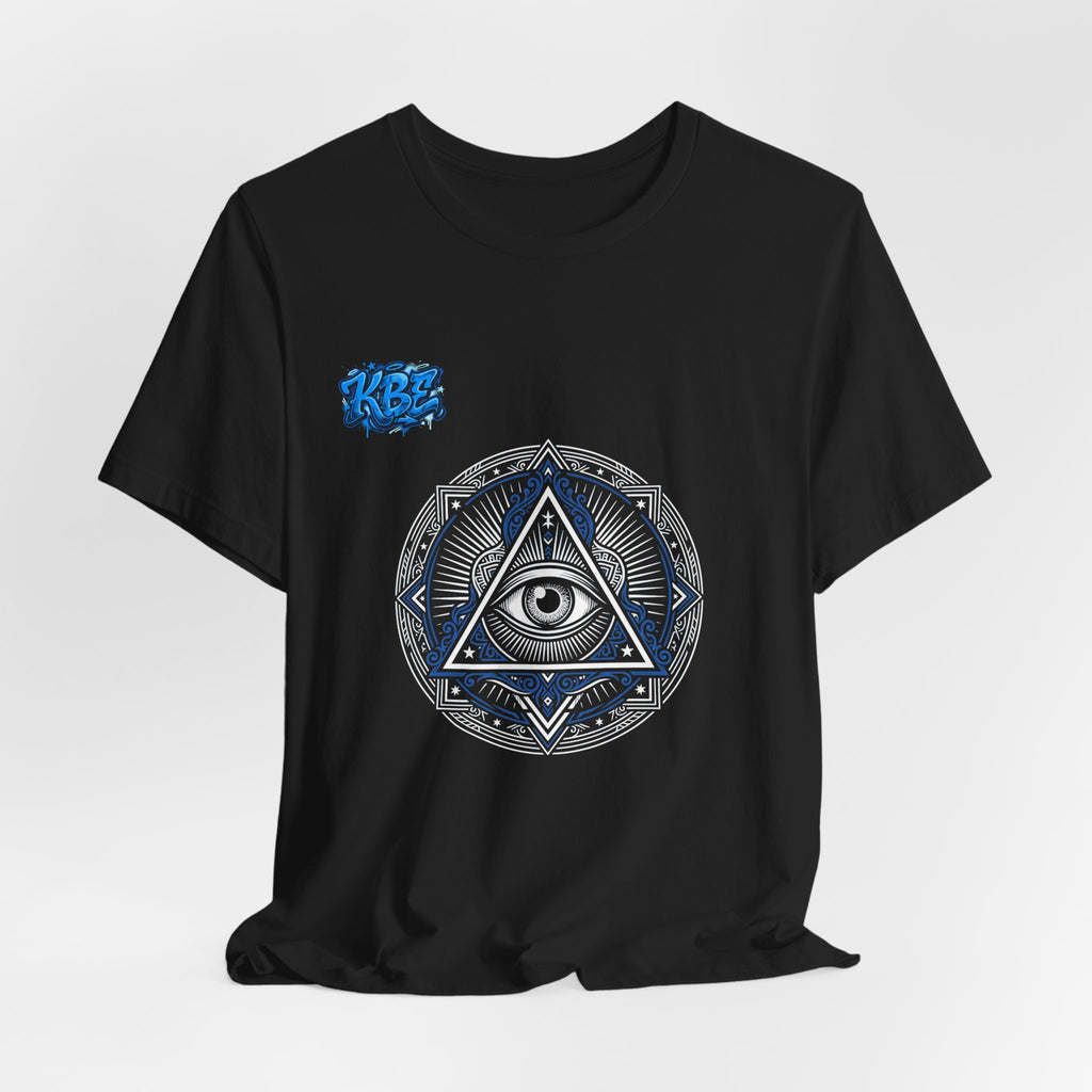Mystic Moon Mandala Tee — Blue Crescent Graphic T-Shirt