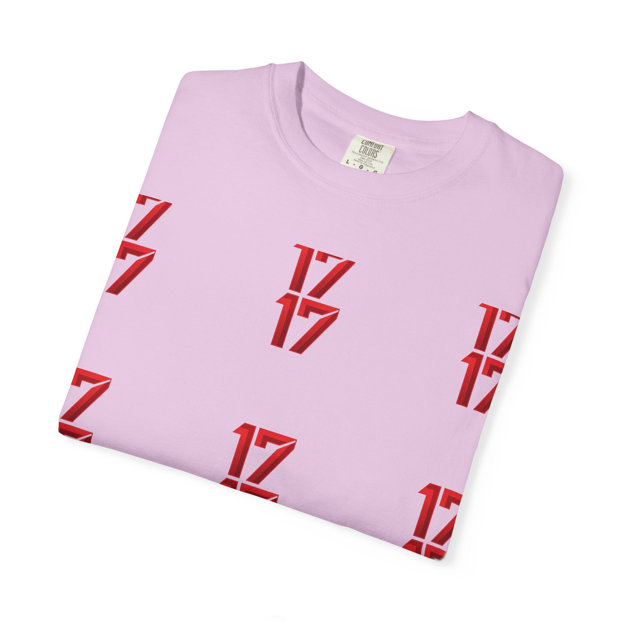 17 Pattern Graphic T-Shirt — Repeating Red Logo Tee