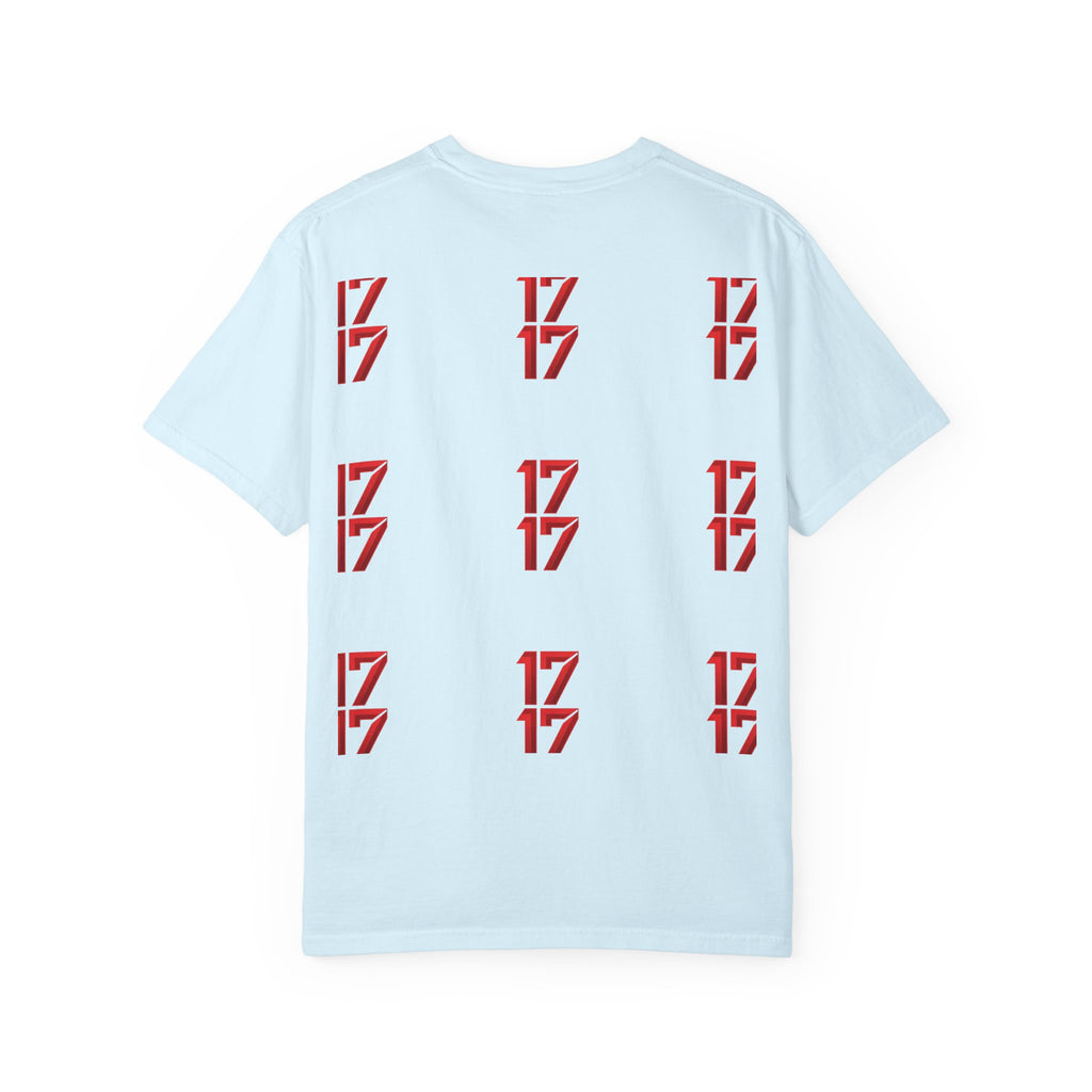 17 Pattern Graphic T-Shirt — Repeating Red Logo Tee