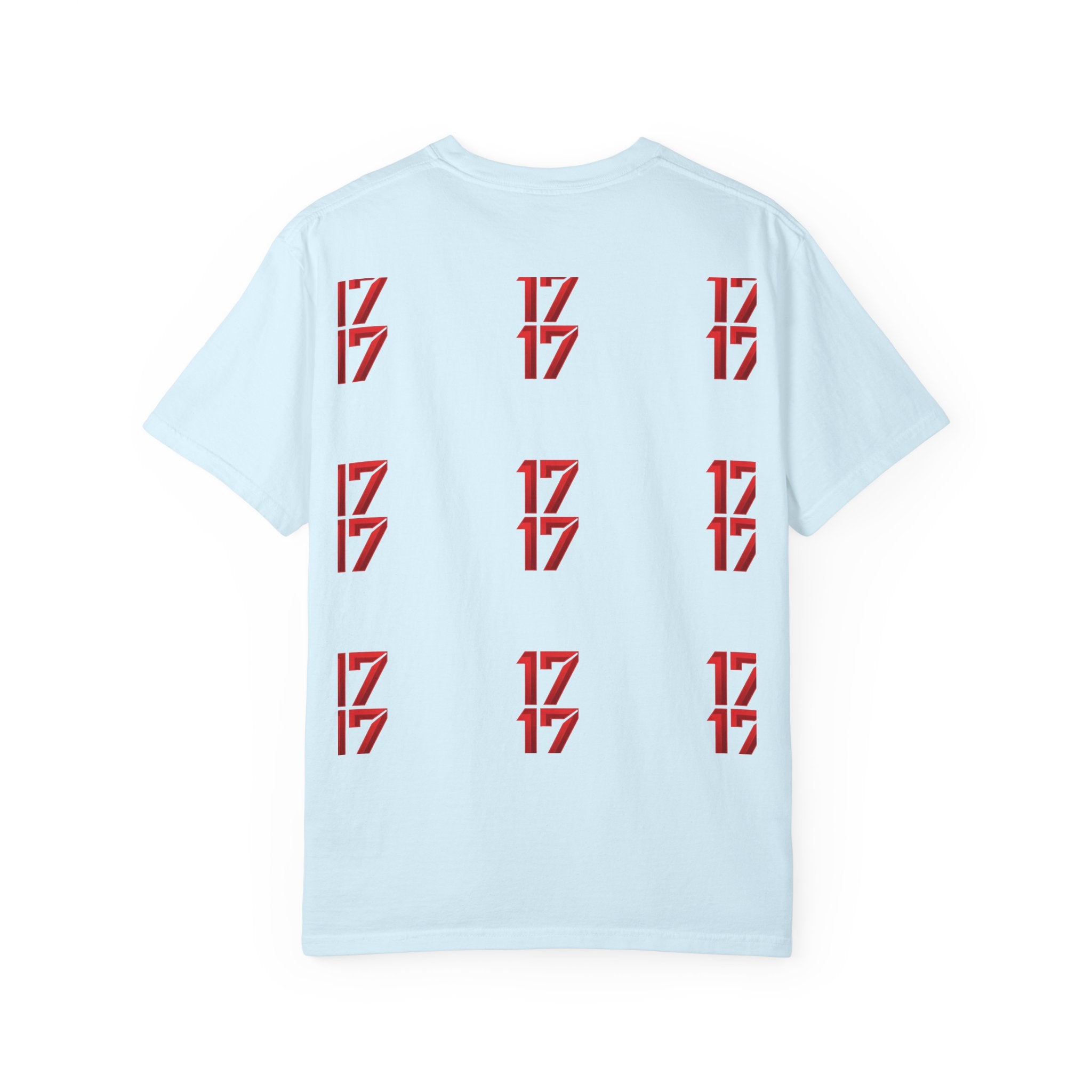 17 Pattern Graphic T-Shirt — Repeating Red Logo Tee