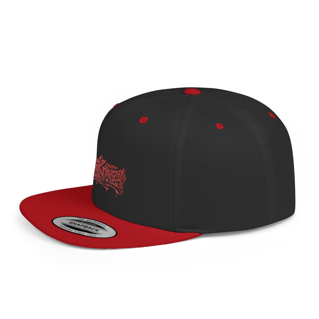 Snapback Hat — Red Graffiti Logo Flat Bill Cap