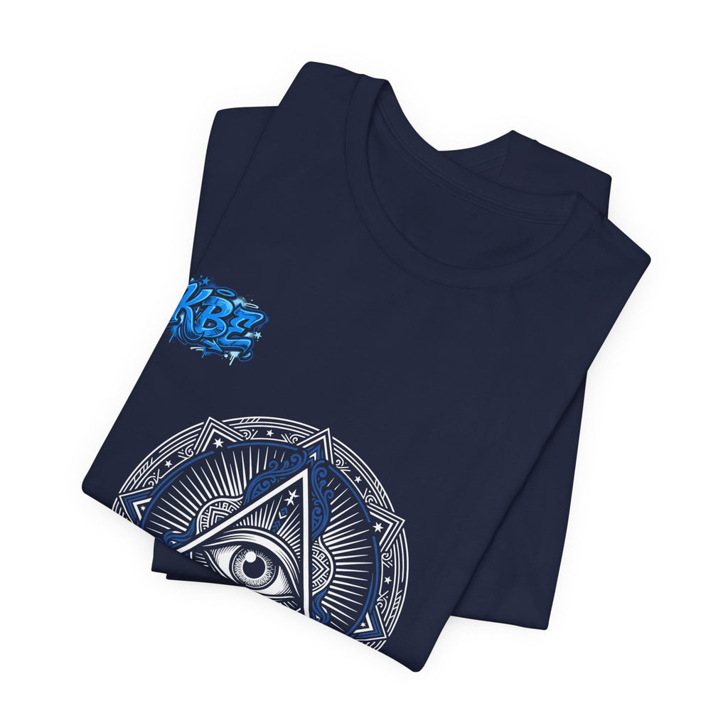 Mystic Moon Mandala Tee — Blue Crescent Graphic T-Shirt