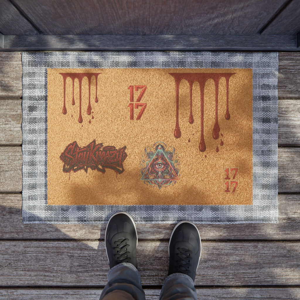 Doormat — Gothic Drip Welcome Mat with Illuminati Eye & Graffiti Accents