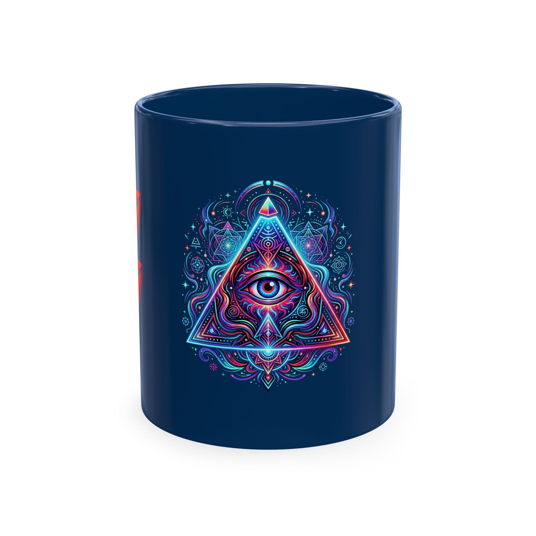 Ceramic Mug — Mystic Third Eye Pyramid Design with 7/17 Red Numerals