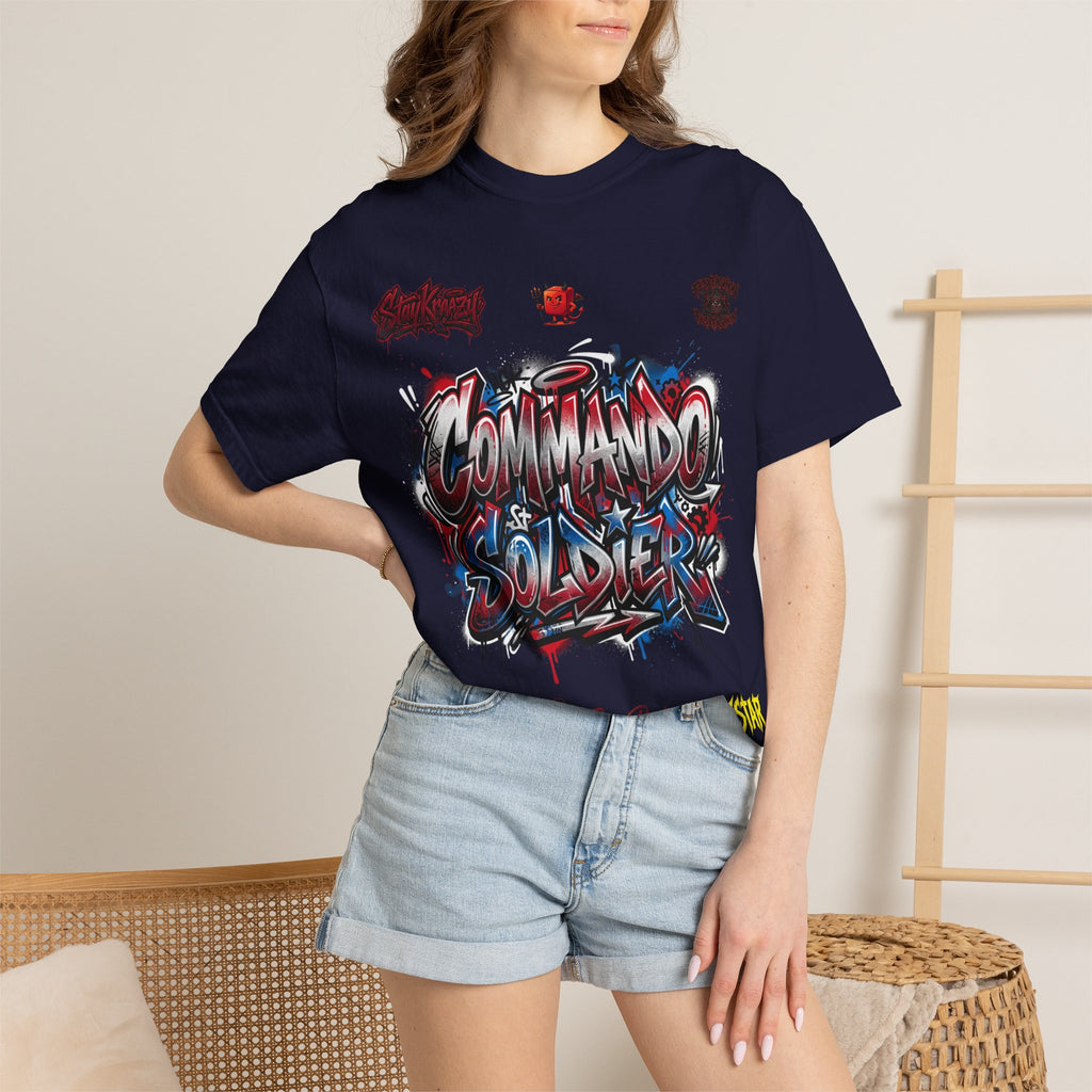 Commando Soldier Graphic T-Shirt — Streetwear Graffiti Design