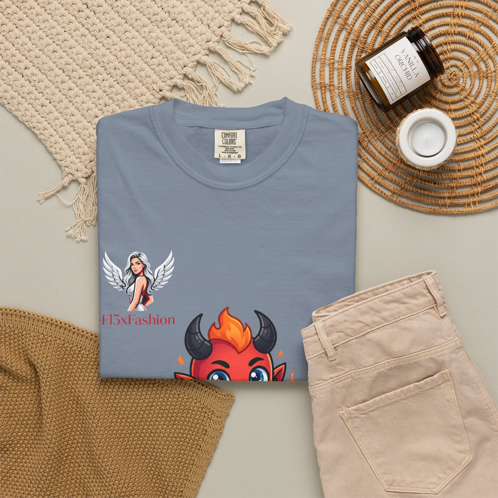 Devil Cartoon Graphic T-Shirt — Fiery Cute Demon Design